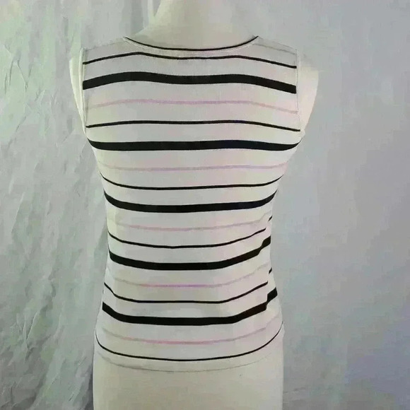 TAHARI Arthur S. Levine Silk Striped Knit Tank Top sz 6 - Picture 5 of 8